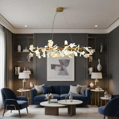 Ginko Island chandelier above dining table - 6-bulb pendant - Casa Norex