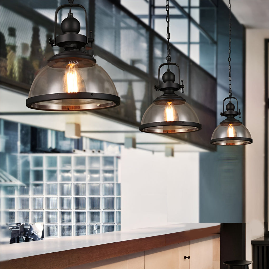 Clear glass industrial pendant light clear glass pendant lighting multiple hanging — Casa Norex