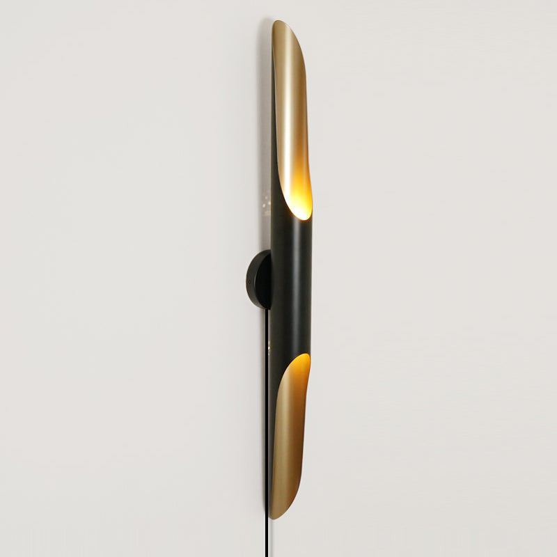 Coltrane handmade iron plug-in wall lamp matte black gold accent | Casa Norex