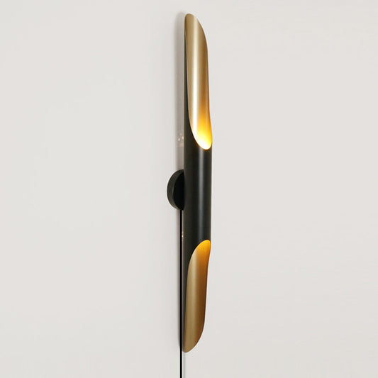 Coltrane handmade iron plug-in wall lamp matte black gold accent | Casa Norex
