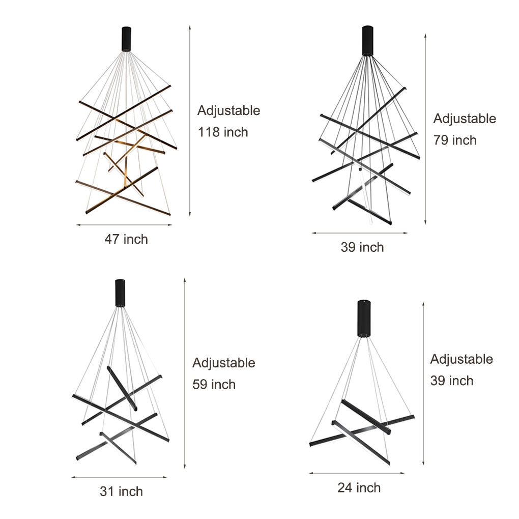 Crossbar Black Linear LED Chandelier, product view 18