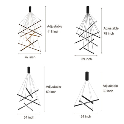 Crossbar Black Linear LED Chandelier, product view 18