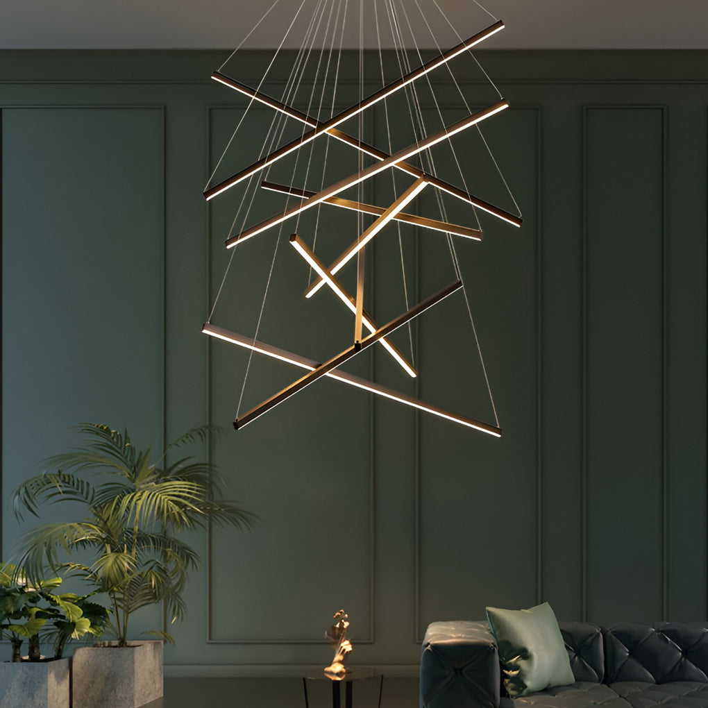 Crossbar Black Linear LED Chandelier, product view 7