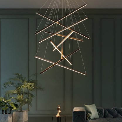 Crossbar Black Linear LED Chandelier, product view 7