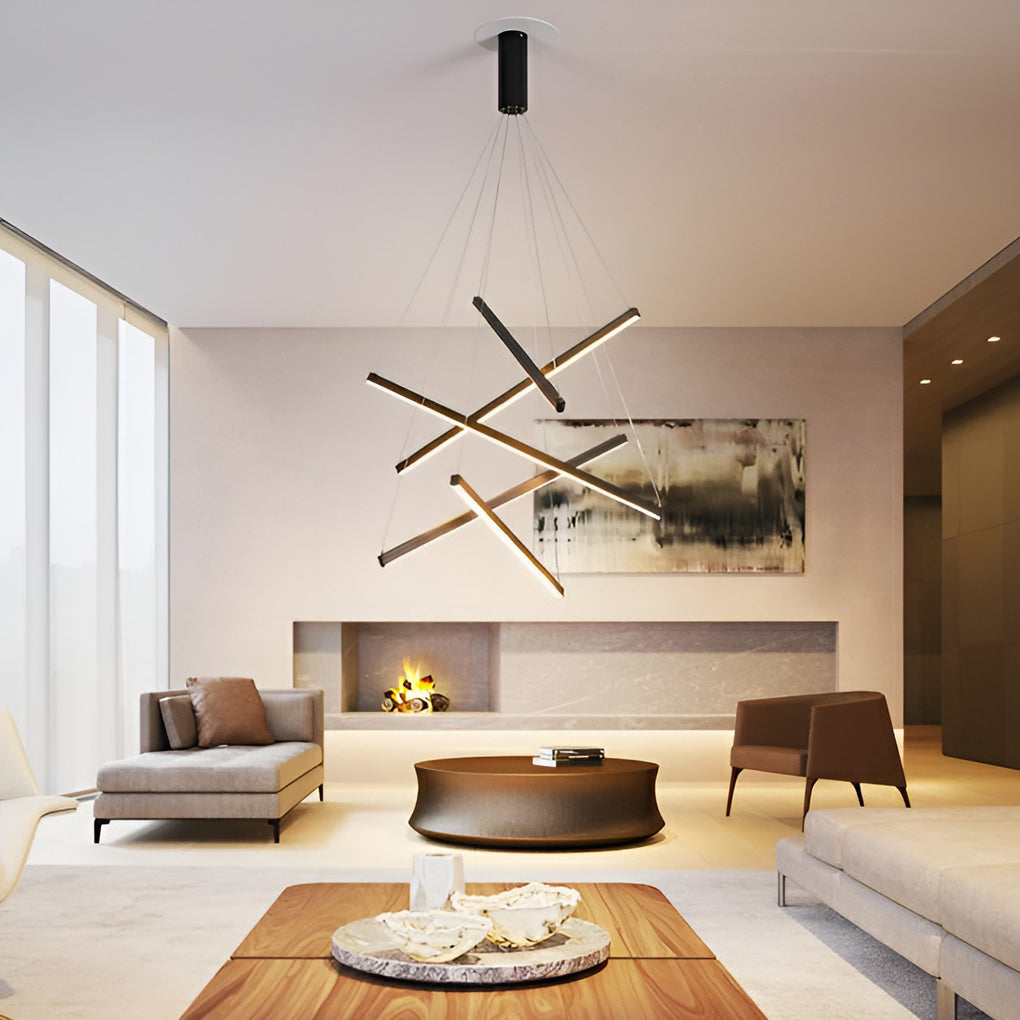Crossbar Black Linear LED Chandelier, product view 4