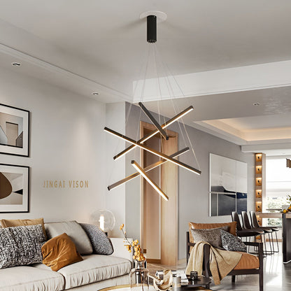 Crossbar Black Linear LED Chandelier, product view 12