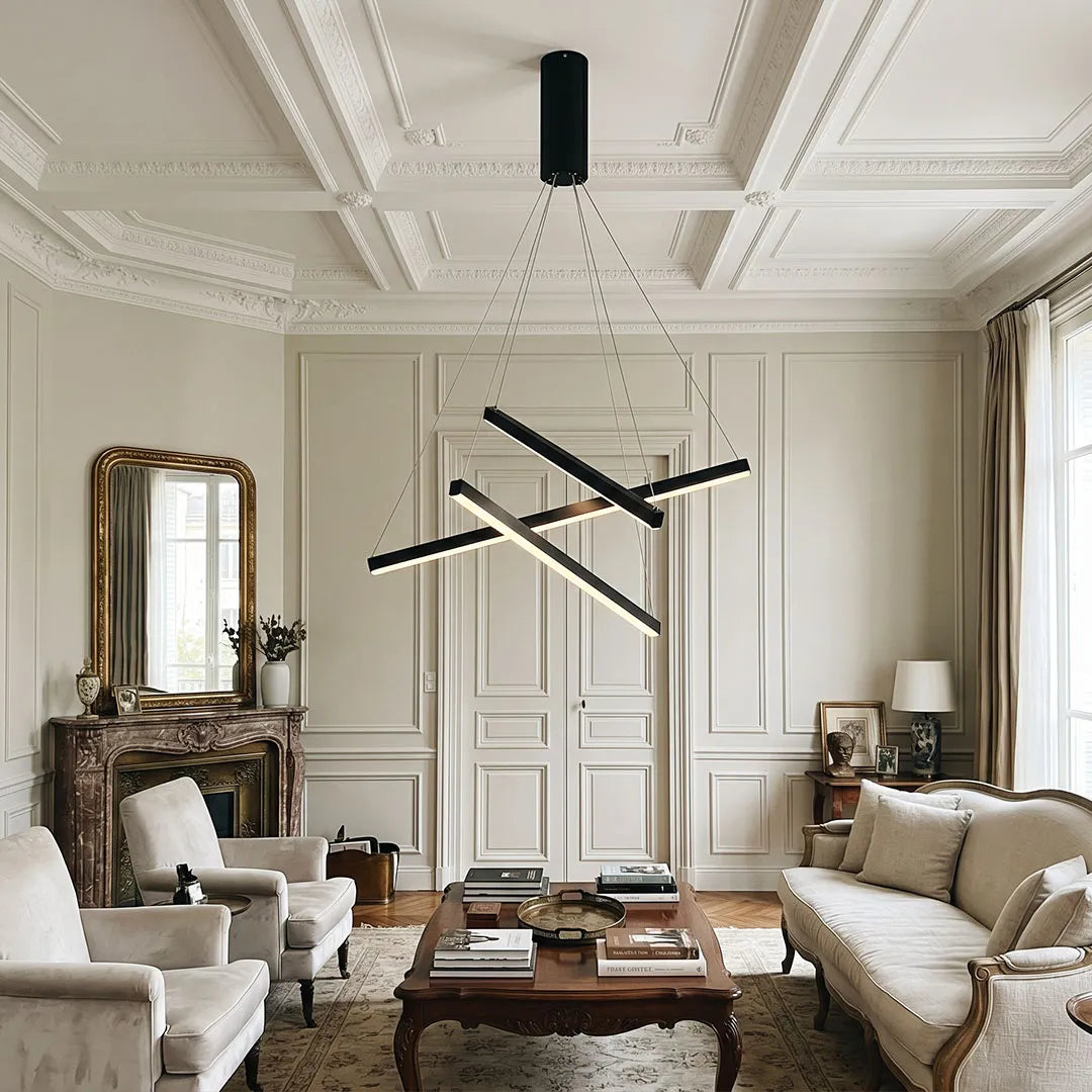 Crossbar Black Linear LED Chandelier, product view 8