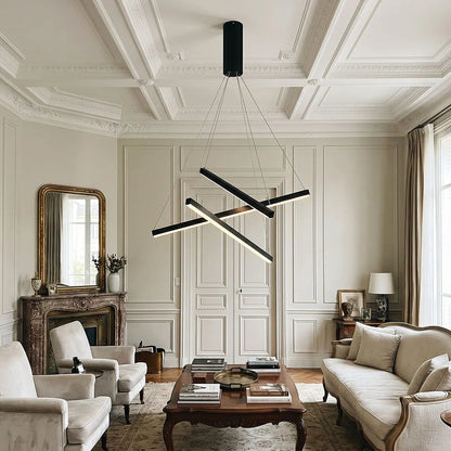Crossbar Black Linear LED Chandelier, product view 8