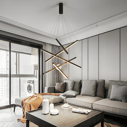 Crossbar Black Linear LED Chandelier, product view 3