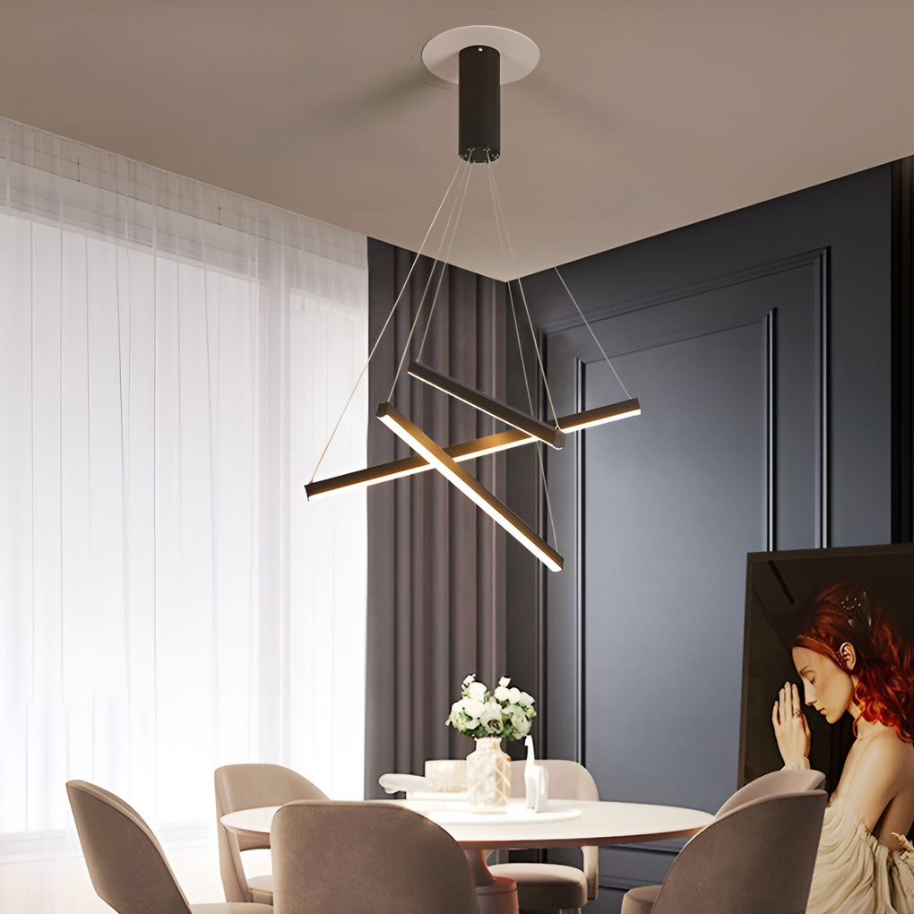 Crossbar Black Linear LED Chandelier, main product view