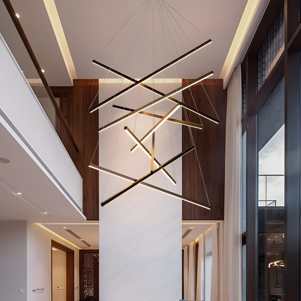 Crossbar Black Linear LED Chandelier, product view 6