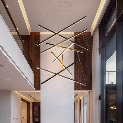 Crossbar Black Linear LED Chandelier, product view 6