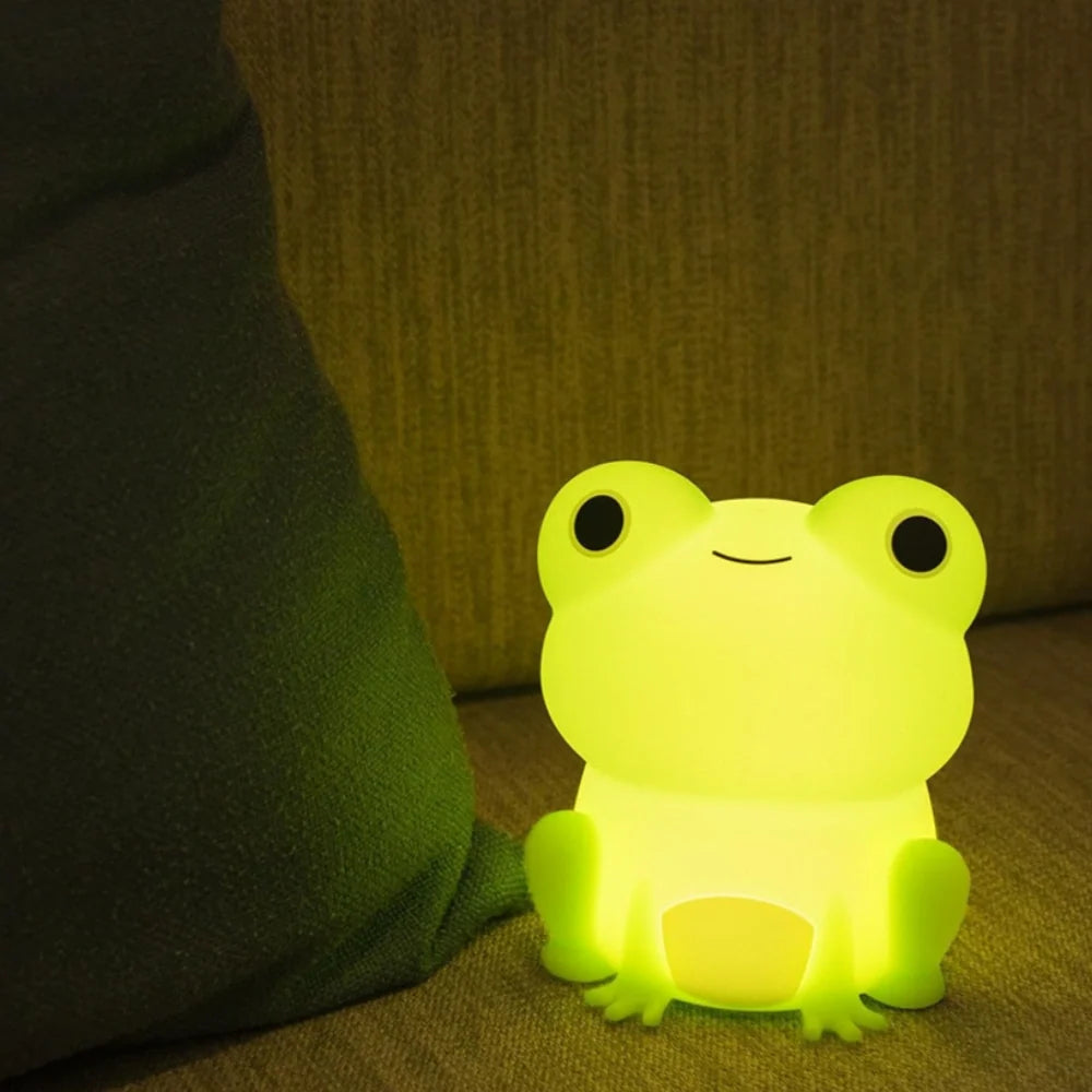 Frog silicone night light glowing green in the dark — Casa Norex