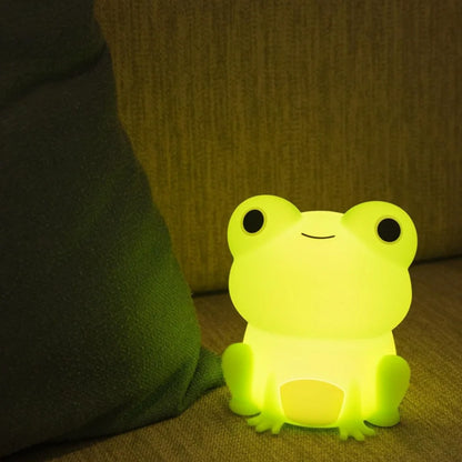 Frog silicone night light glowing green in the dark — Casa Norex