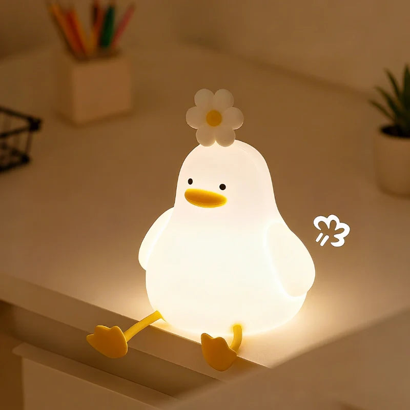 Floral Duck night light with a flower on its head — Casa Norex