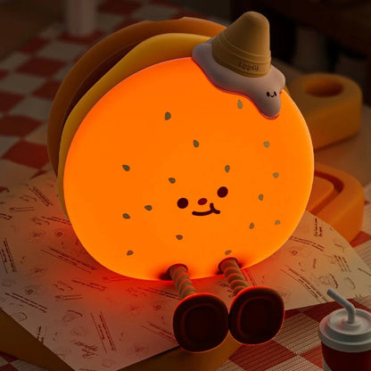 Orange round character night light with a small hat — Casa Norex