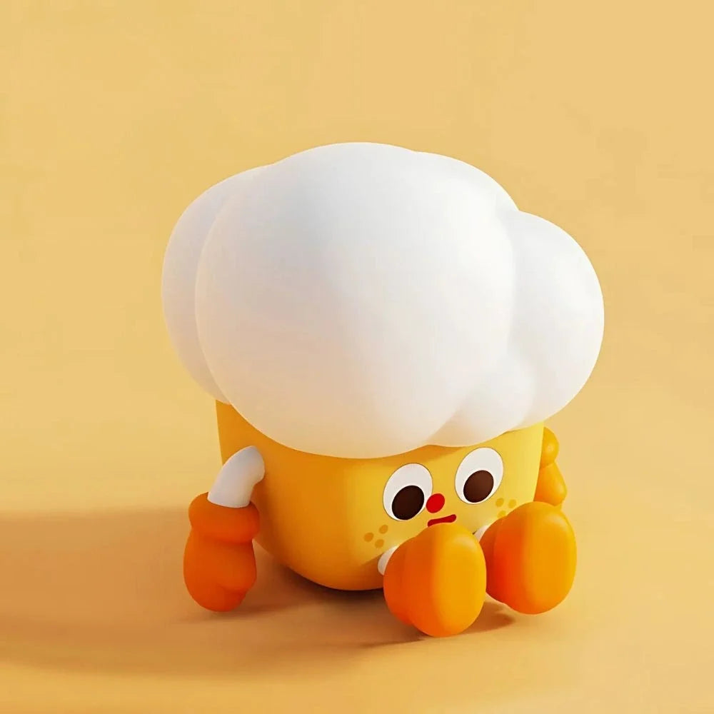 Popcorn night light with a white cloud top on a yellow background — Casa Norex