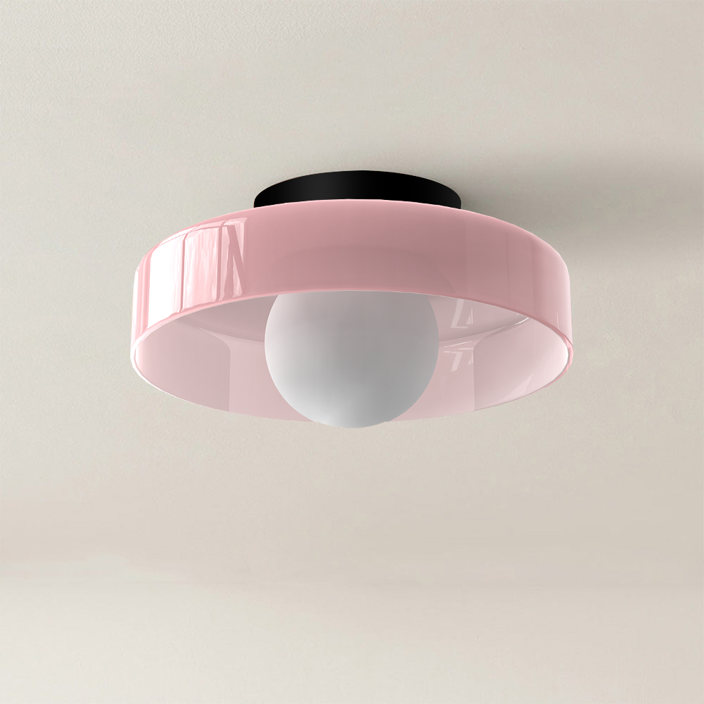 Round flush mount ceiling light olive green finish — Casa Norex