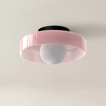 Round flush mount ceiling light olive green finish — Casa Norex