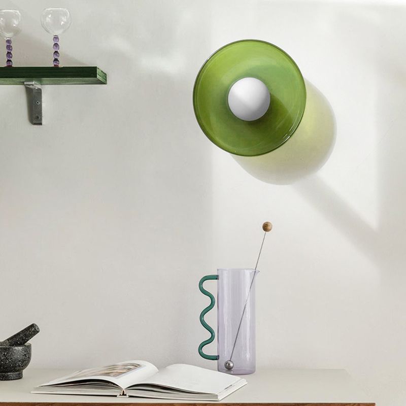 Round flush mount ceiling light orange color variant — Casa Norex