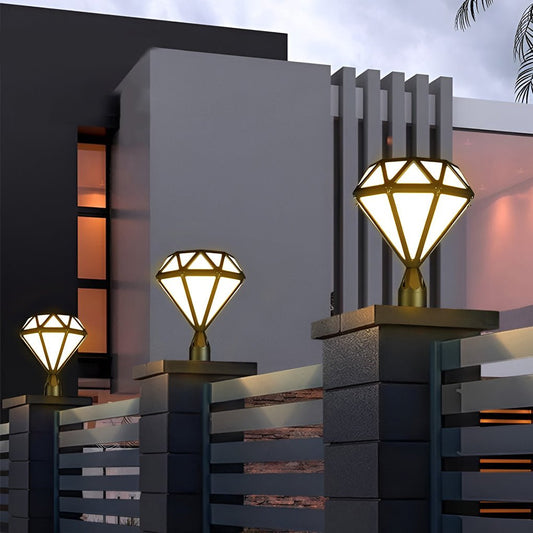 Facet diamond-cut outdoor pillar light, product view 1