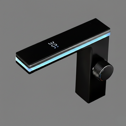 Celsiq Bathroom Basin Faucet spout close-up — Matte Black finish — Casa Norex