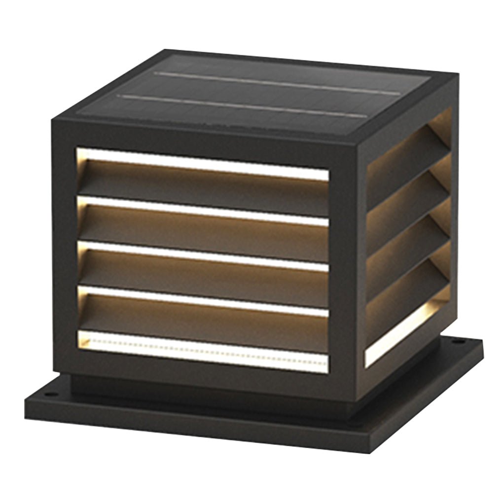 Louvered square outdoor pillar light Harcourt, post lamp for a garden, driveway and path | Casa Norex