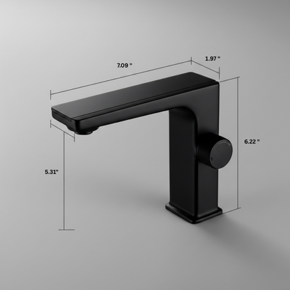 Celsiq Bathroom Basin Faucet install angle — Matte Black finish — Casa Norex