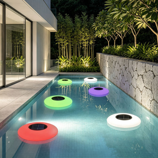 Lilypad multicolor lamp as pool decoration | Casa Norex