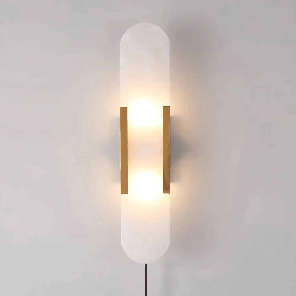 Alabaster plug-in sconce black hardware 50cm height - Casa Norex