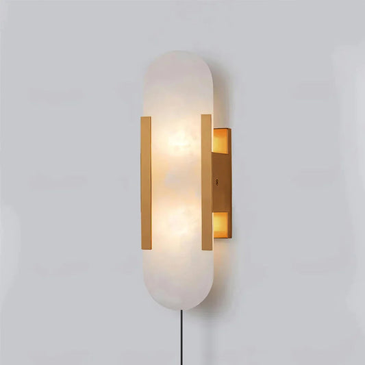 Alabaster wall sconce in modern living room setting - Casa Norex