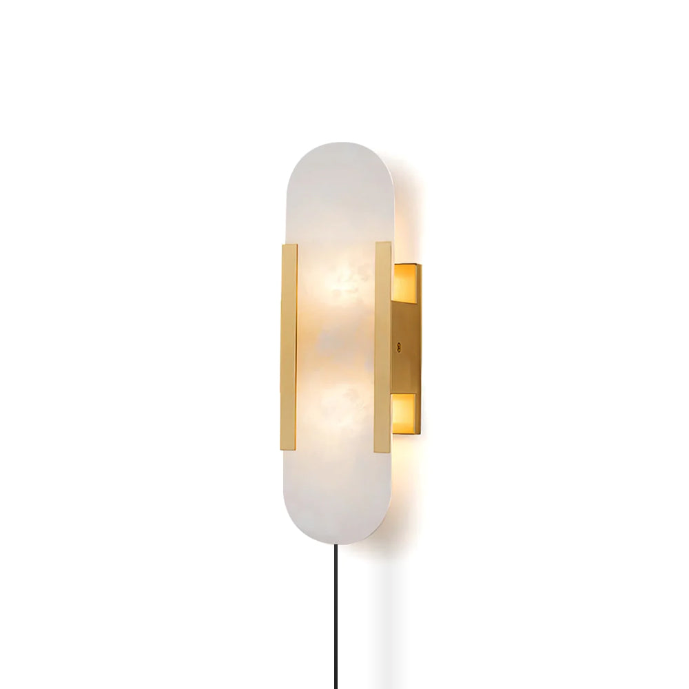 Geometric Harmony alabaster sconce installed dining room - Casa Norex