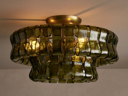 Close-up of textured glass on Ghiaccio flush mount | Casa Norex