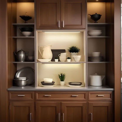 Light bars lighting shelves in a kitchen dresser — Casa Norex