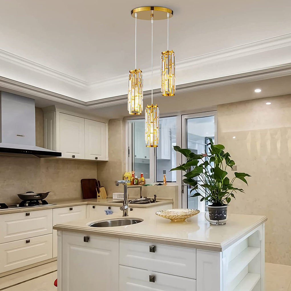Mini crystal pendant in gold finish — angle view | Casa Norex