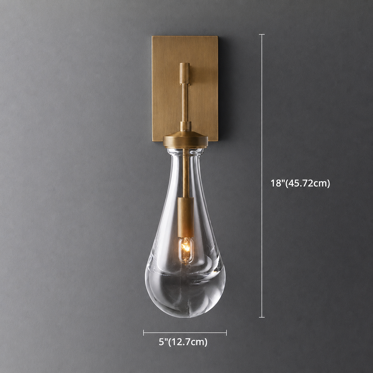 Raindrop wall sconce satin nickel finish lit glow — Casa Norex
