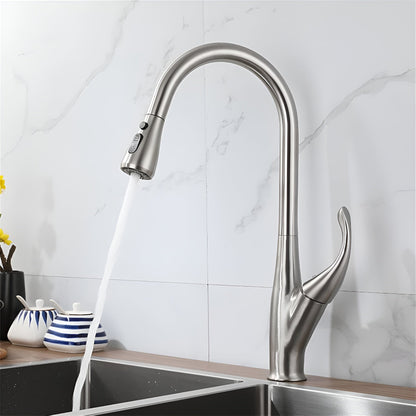 Winslow Victorian Pull-Out Kitchen Faucet — Chrome finish in use | Casa Norex