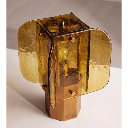 Hand-blown amber glass table lamp — stainless steel base | Casa Norex