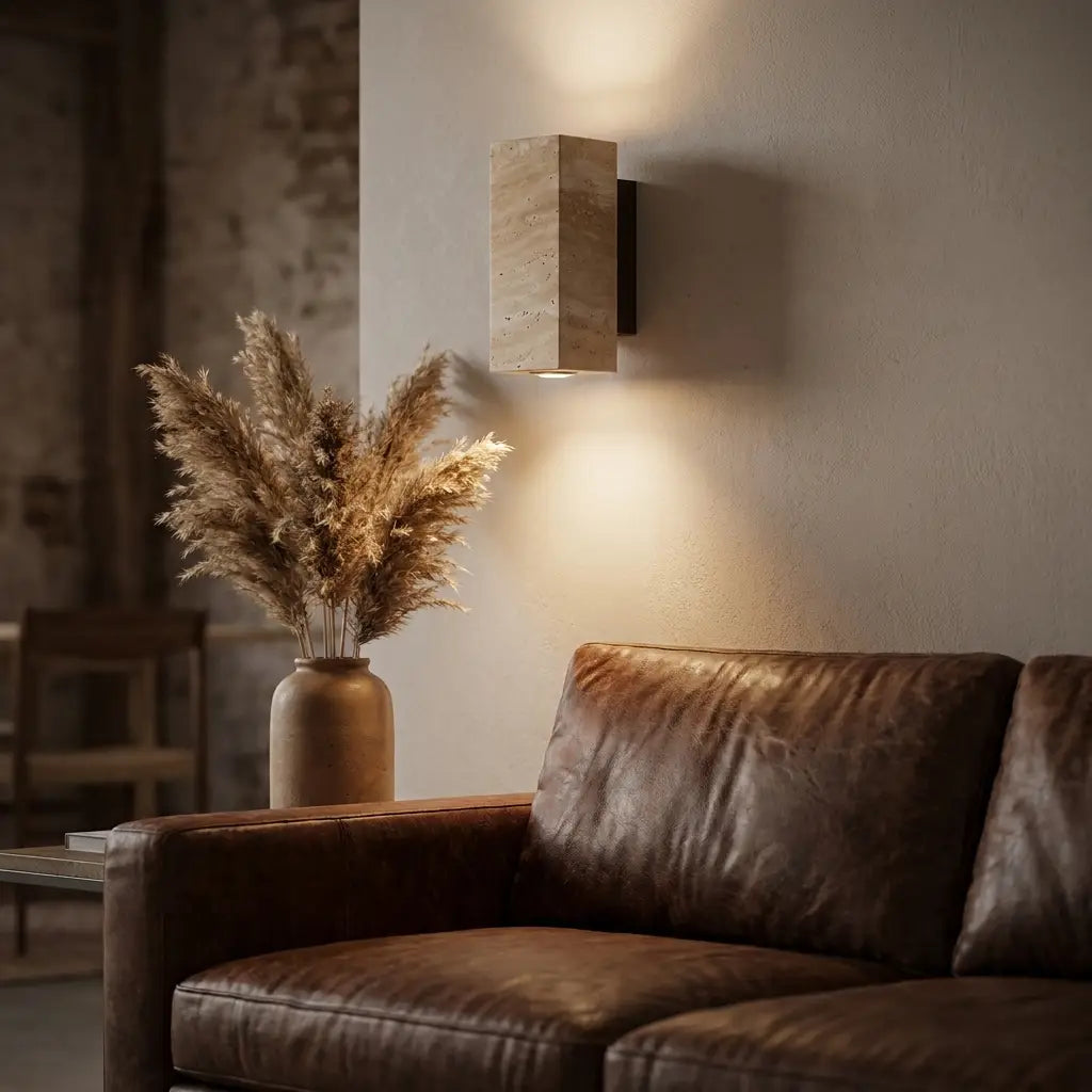 Wall sconce in hallway setting — japandi organic modern style | Casa Norex