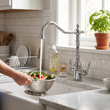 Claritas Kitchen Faucet reach profile — Gold finish — Casa Norex
