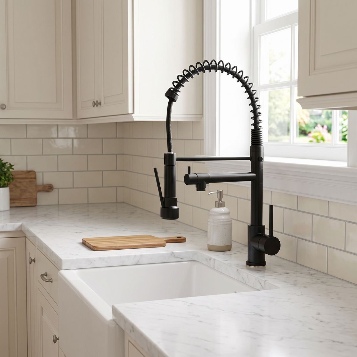 Ridgeline Pull-Down Kitchen Faucet base plate detail — Black finish — Casa Norex