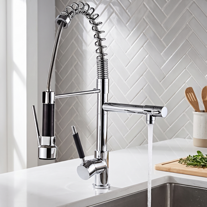 Ridgeline Pull-Down Kitchen Faucet spray head detail — Chrome finish — Casa Norex