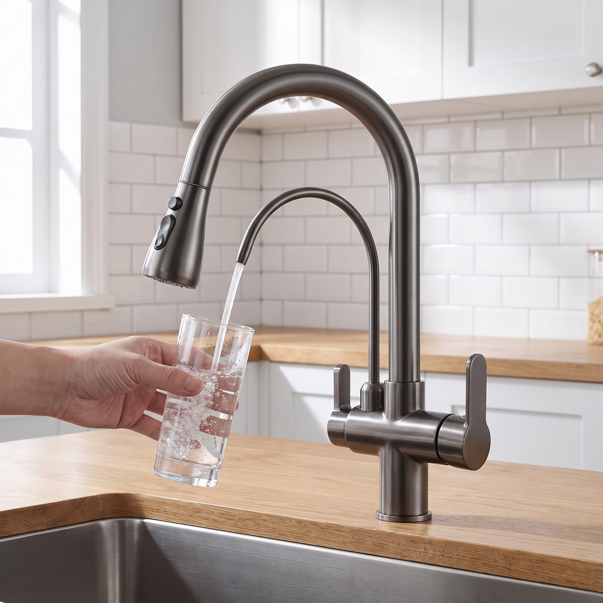 Karlstad kitchen faucet Gunmetal Gray lifestyle