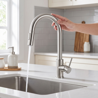 Falkenberg touch kitchen faucet Brushed Nickel lifestyle