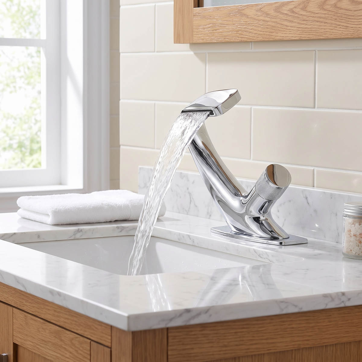 Bodo waterfall bathroom faucet Chrome lifestyle