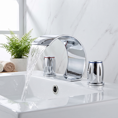 Serene Widespread Bathroom Faucet top-down view — Gold finish — Casa Norex
