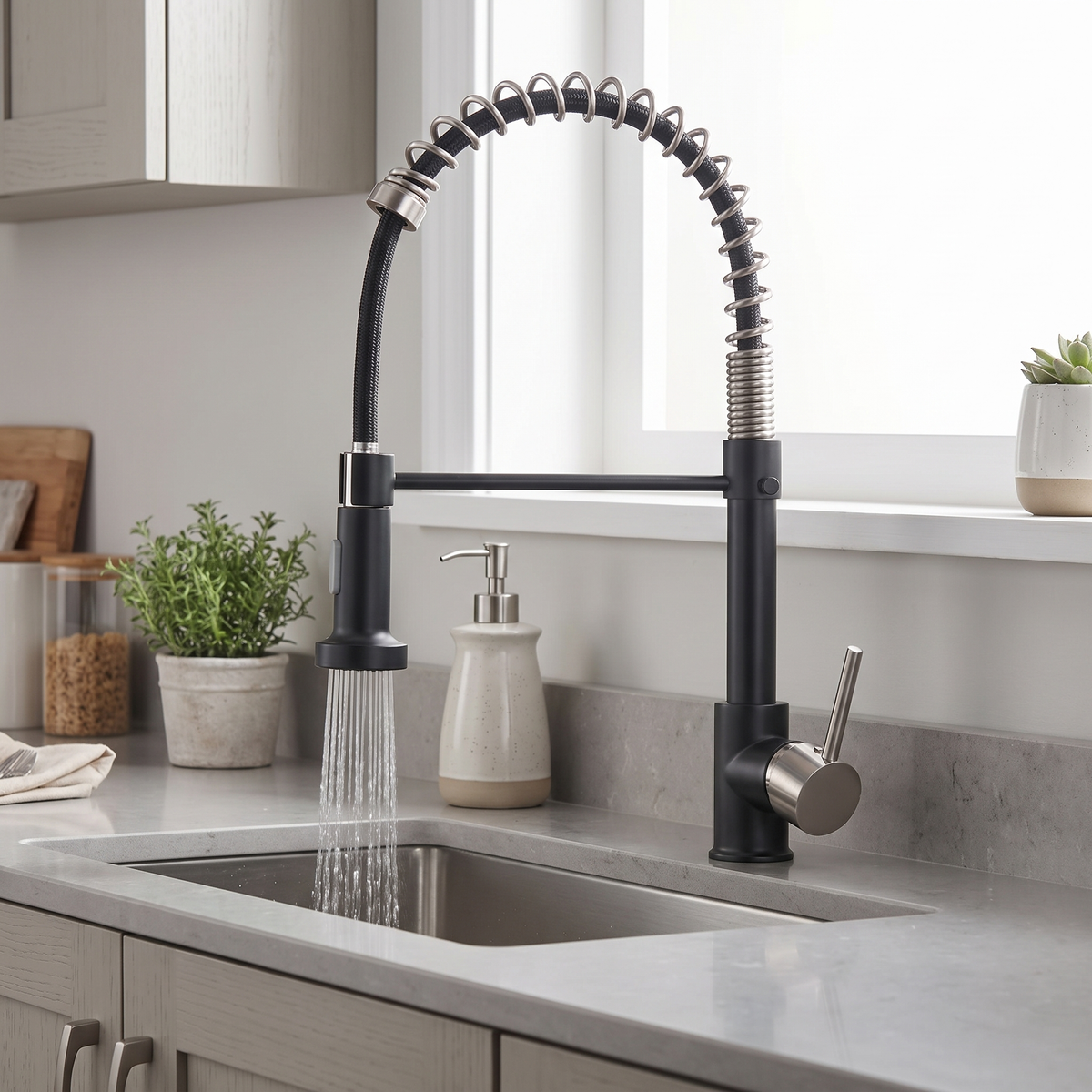 Halmstad Matte Black and Brushed Nickel
