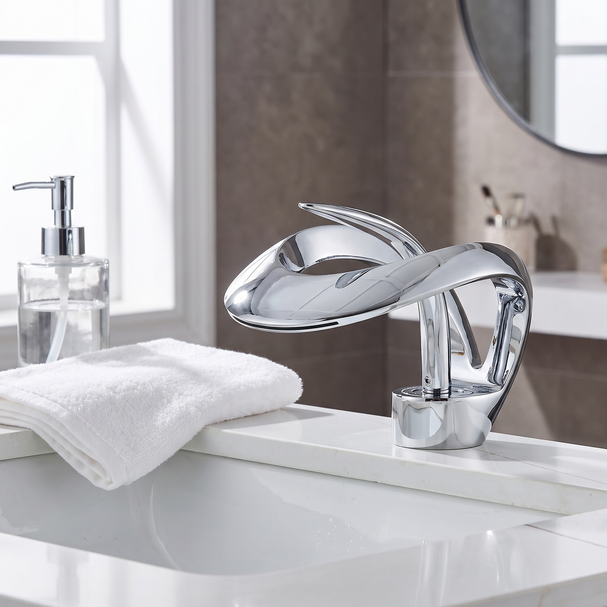 Waterfall Bathroom Faucet — lead-free solid brass in Chrome finish | Casa Norex