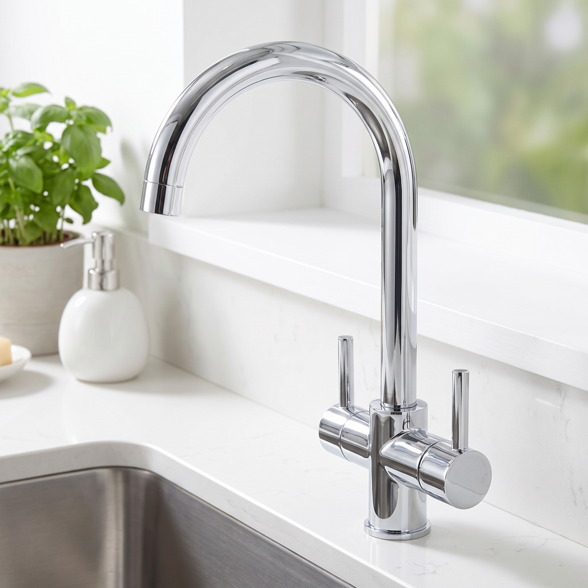 Pureflow Kitchen Faucet aerator close-up — Brushed Nickel finish — Casa Norex