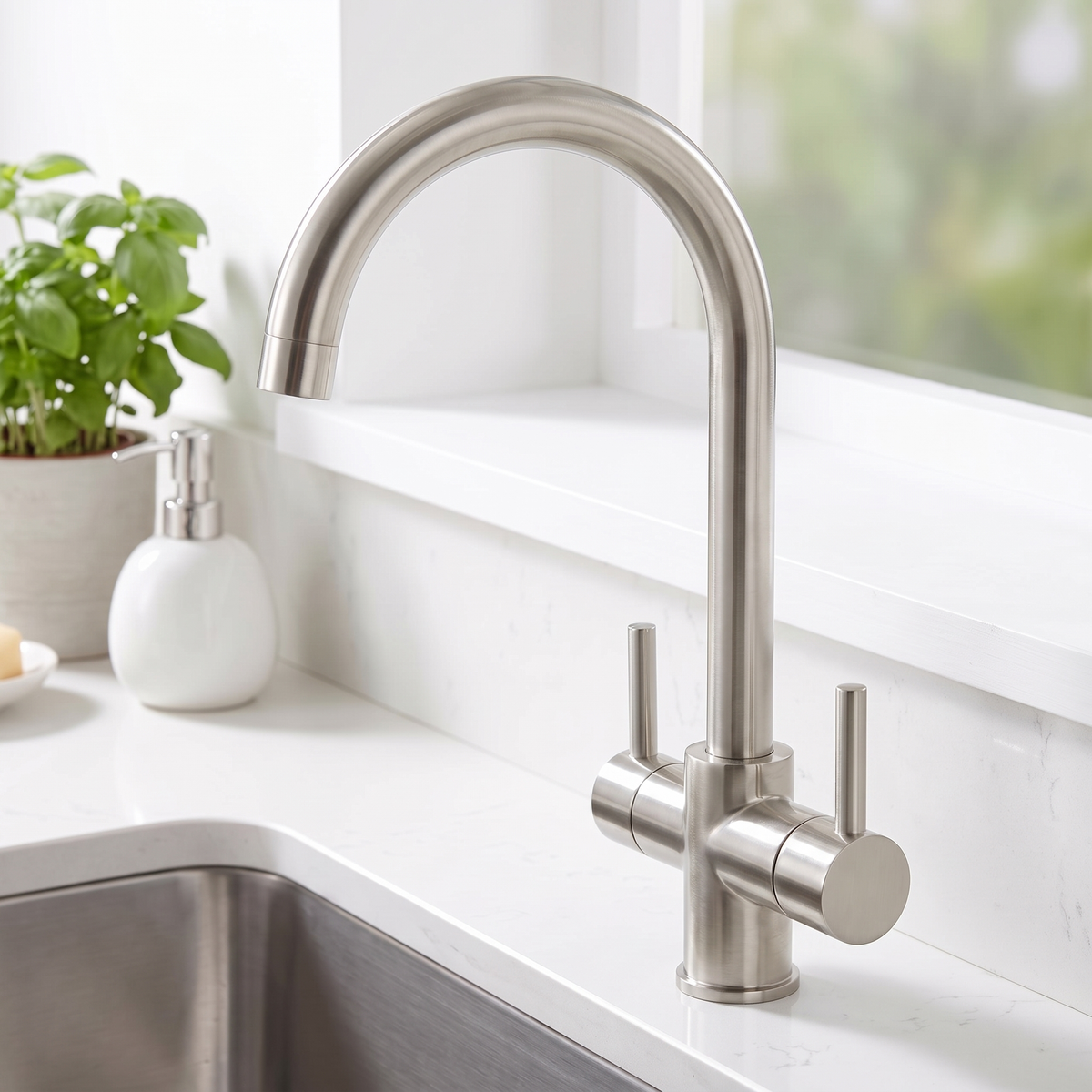 Pureflow Kitchen Faucet full profile — Speckled Onyx Black finish — Casa Norex